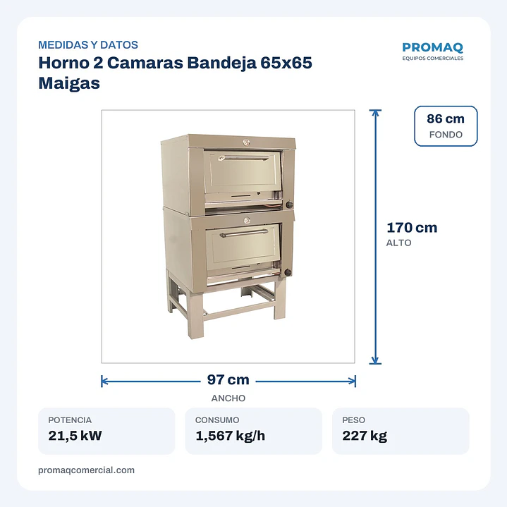 Horno 2 Camaras Bandeja 65x65 Maigas 2