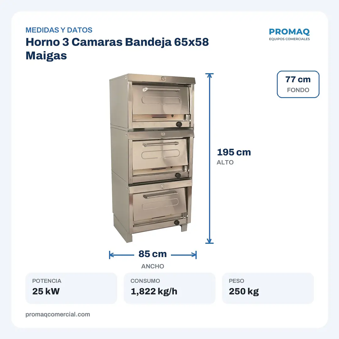 Horno 3 Camaras Bandeja 65x58 Maigas 2