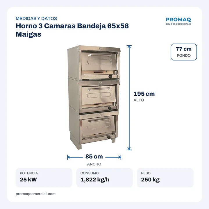 Horno 3 Camaras Bandeja 65x58 Maigas 2