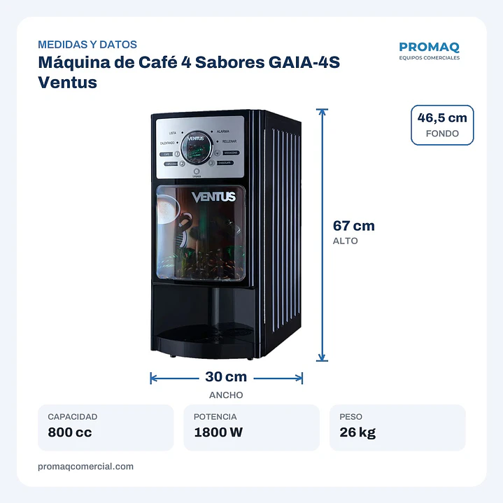 Máquina de Café 4 Sabores GAIA-4S Ventus 2