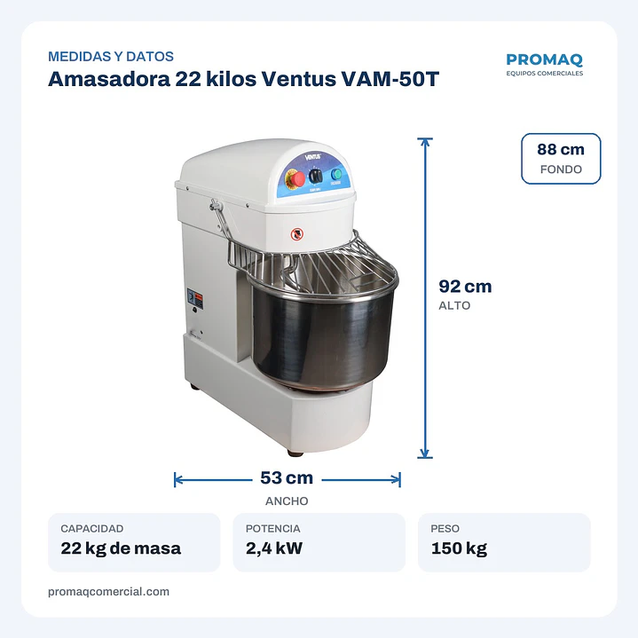 Amasadora 22 kilos Ventus VAM-50T 2