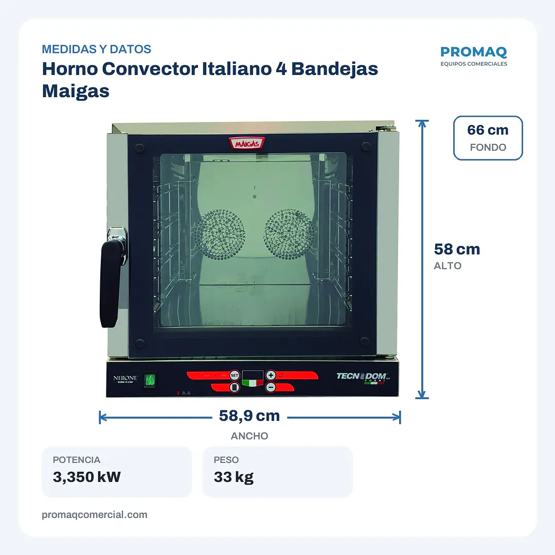 Horno Convector Italiano 4 Bandejas Maigas 2