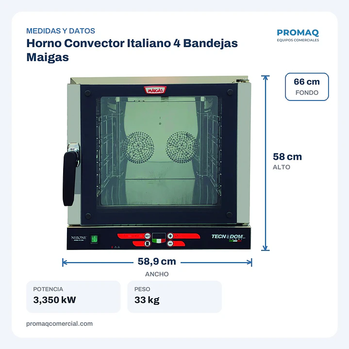 Horno Convector Italiano 4 Bandejas Maigas 2