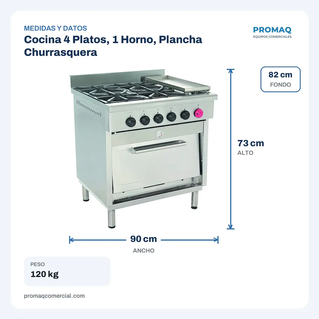 Cocina 4 Platos, 1 Horno, Plancha Churrasquera 2