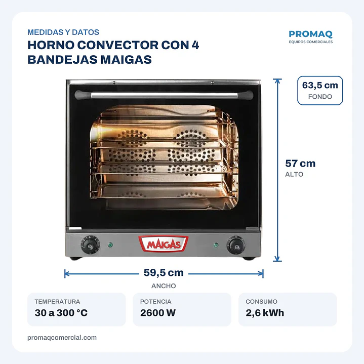HORNO CONVECTOR CON 4 BANDEJAS MAIGAS 2