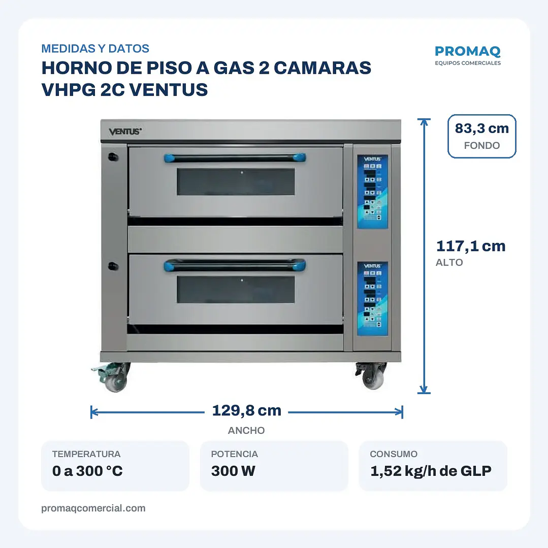 HORNO DE PISO A GAS 2 CAMARAS VHPG 2C VENTUS 2
