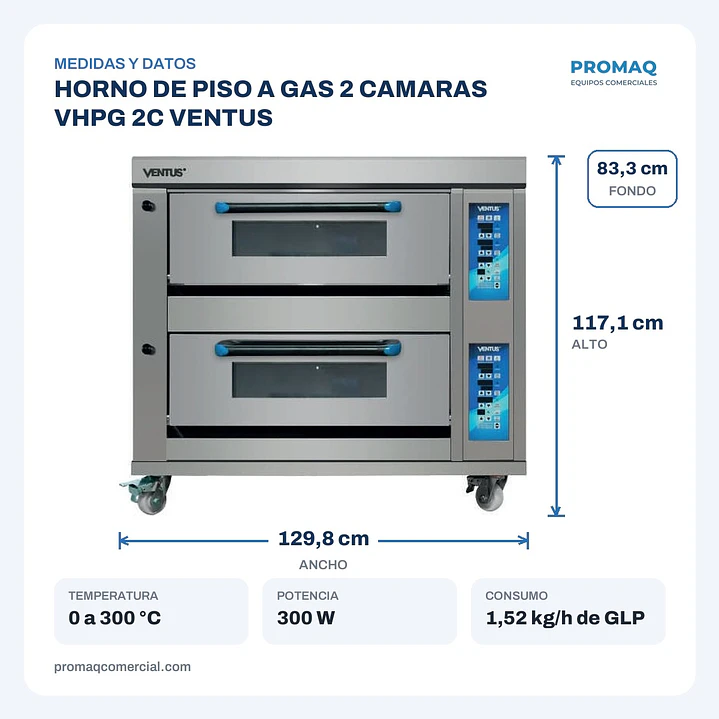 HORNO DE PISO A GAS 2 CAMARAS VHPG 2C VENTUS 2