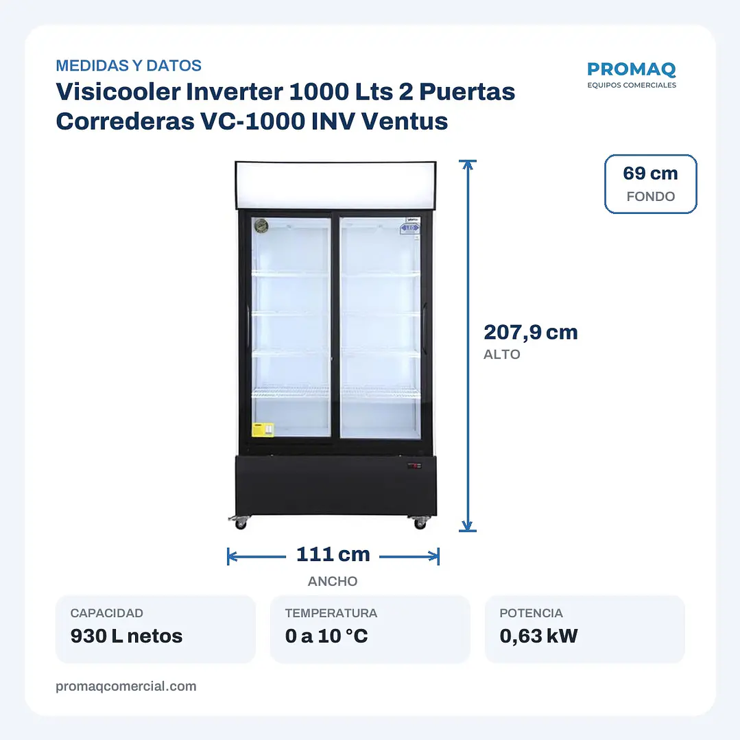 Visicooler Inverter 1000 Lts 2 Puertas Correderas VC-1000 INV Ventus 2
