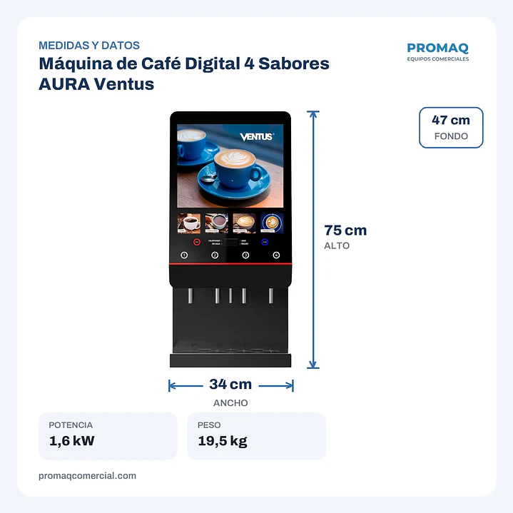 Máquina de Café Digital 4 Sabores AURA Ventus 2