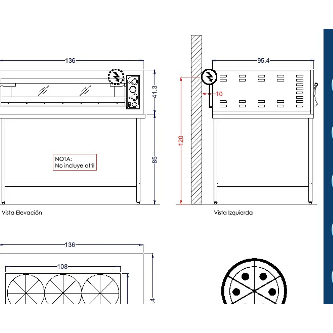 Horno De Piso Elect. 1 Camara Cap. 6 Pizza Hbasicxl-6L Prisma Food 3