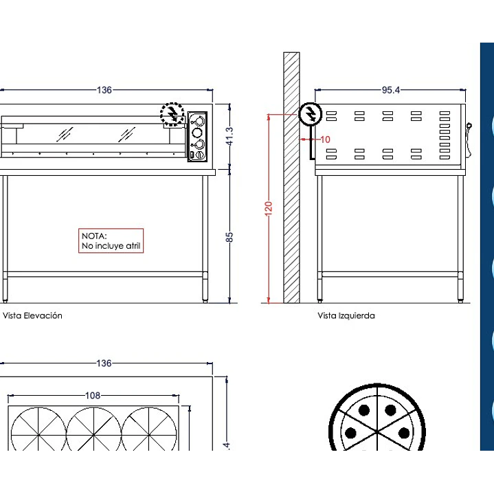 Horno De Piso Elect. 1 Camara Cap. 6 Pizza Hbasicxl-6L Prisma Food 3