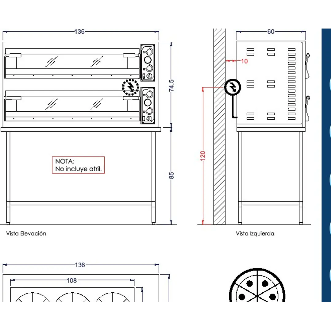 Horno Elect.Acero Inox 2 Camara Hbasicxl-33L Prisma Food 3