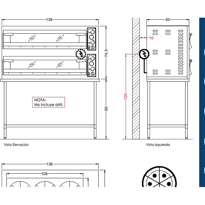 Horno Elect.Acero Inox 2 Camara Hbasicxl-33L Prisma Food 3