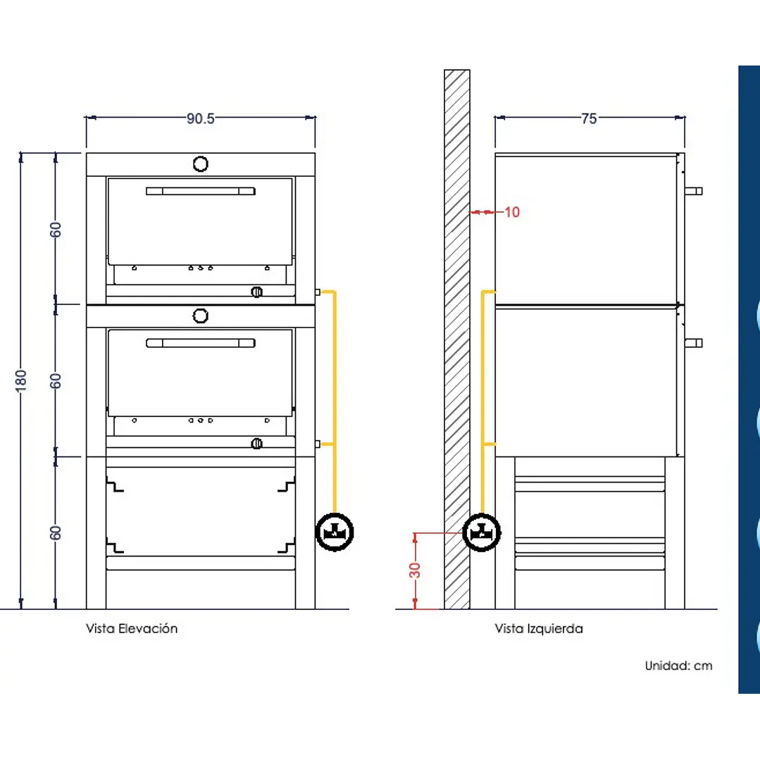 Horno 2 Cámaras Acero Inox 65x65cm VHG-265C VENTUS 7