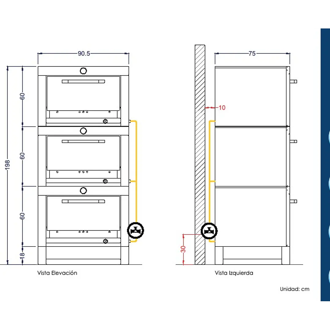 Horno 3 Cámaras Acero Inox 65x65cm VHG-365C VENTUS 7