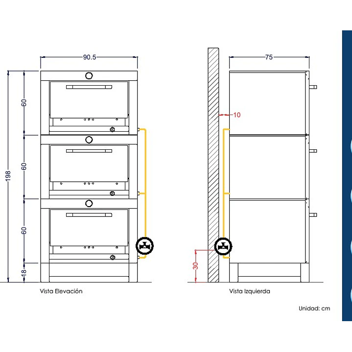 Horno 3 Cámaras Acero Inox 65x65cm VHG-365C VENTUS 7