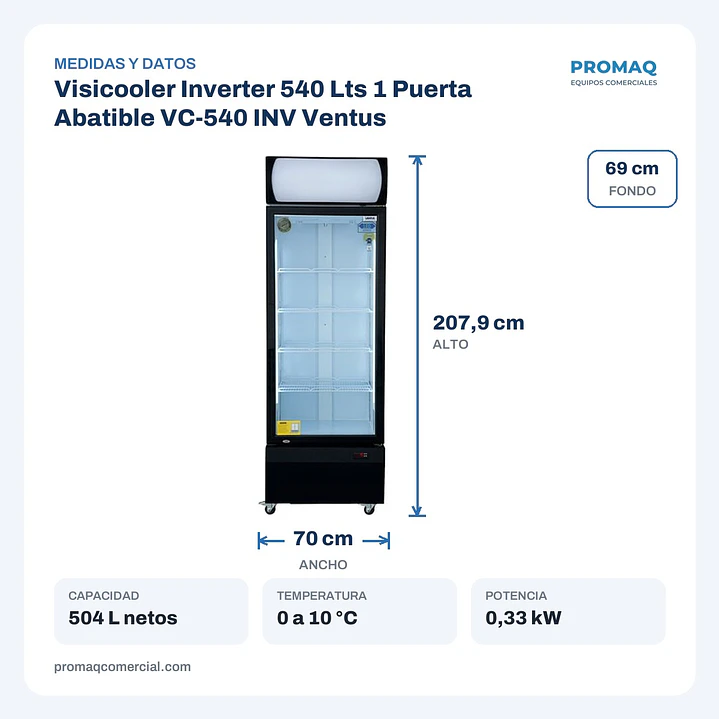 Visicooler Inverter 540 Lts 1 Puerta Abatible VC-540 INV Ventus 2