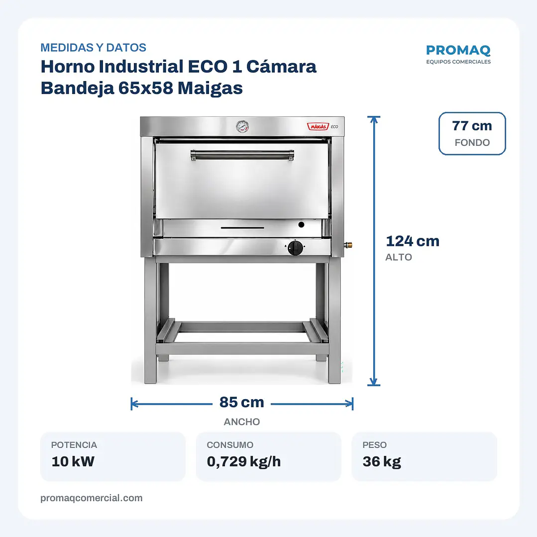 Horno Industrial ECO 1 Cámara Bandeja 65x58 Maigas 2