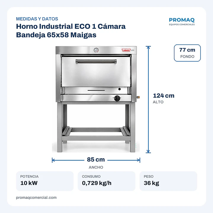 Horno Industrial ECO 1 Cámara Bandeja 65x58 Maigas 2