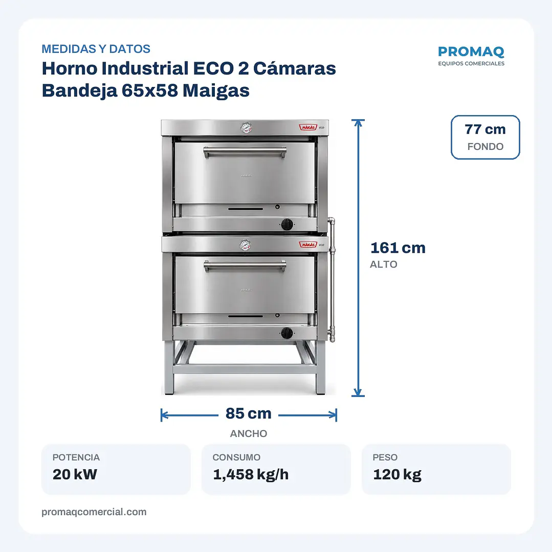 Horno Industrial ECO 2 Cámaras Bandeja 65x58 Maigas 2