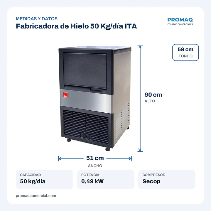 Fabricadora de Hielo 50 Kg/día ITA 2