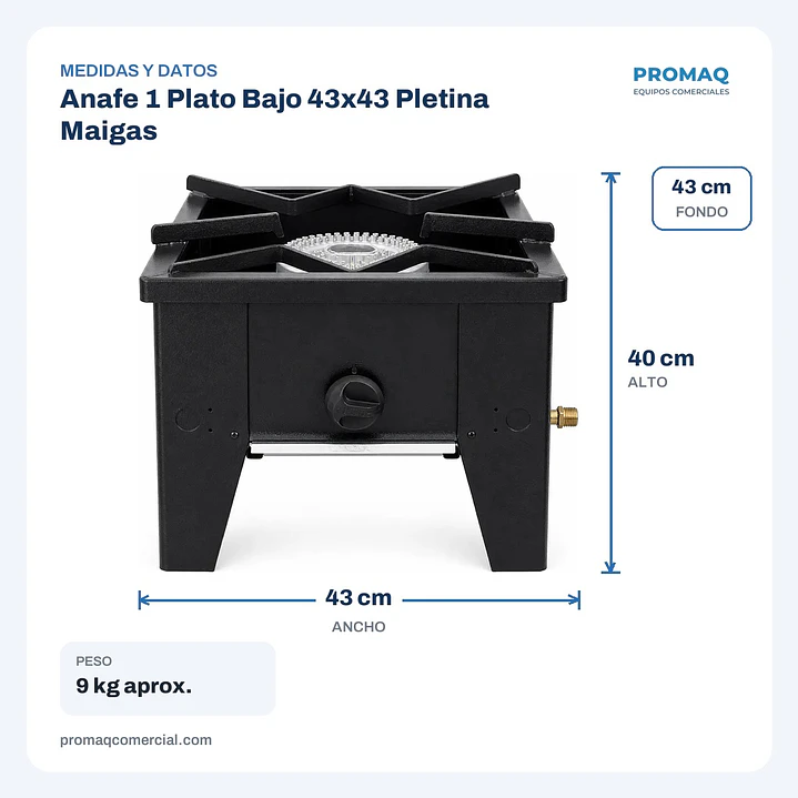 Anafe 1 Plato Bajo 43x43 Pletina Maigas 2
