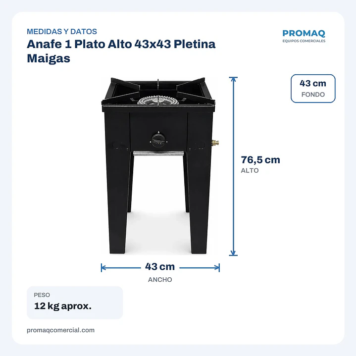 Anafe 1 Plato Alto 43x43 Pletina Maigas 2