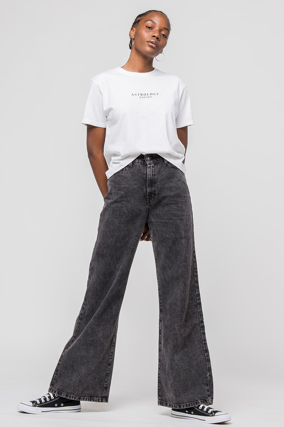 KAOTIKO - PANT. M. WIDE LEG WASHED BLACK