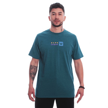 Polera De Manga Corta Hang Loose Paraiso Azul Agua Marina RR