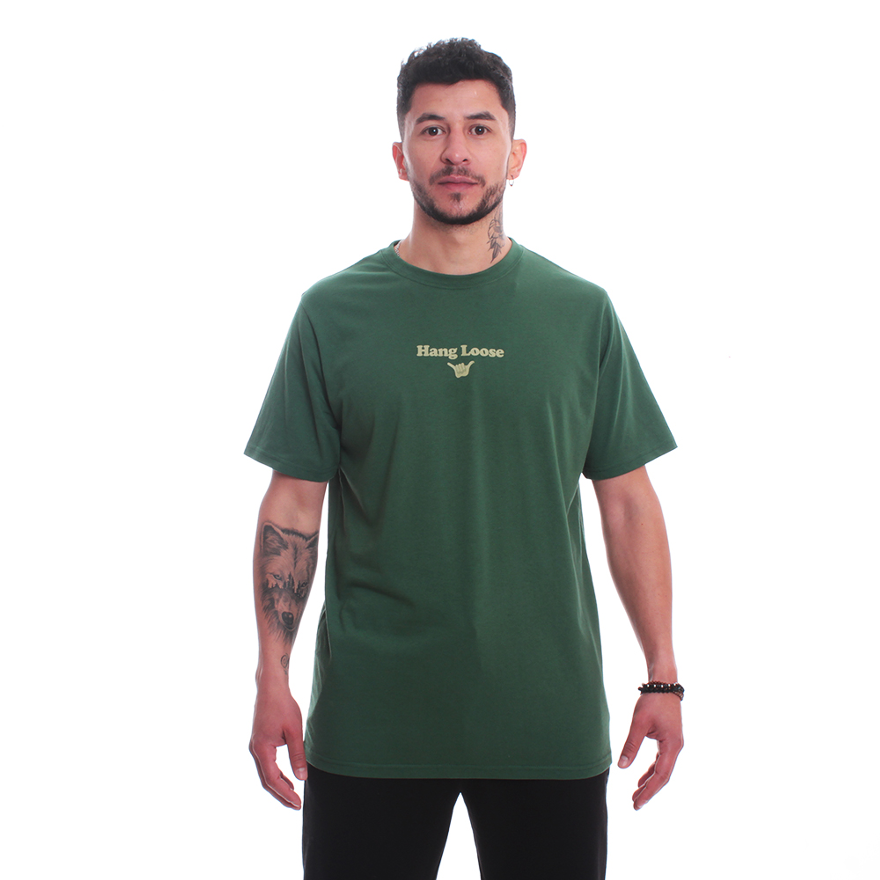 Polera De Manga Corta Para Hombre Hang Loose Bs Verde RR