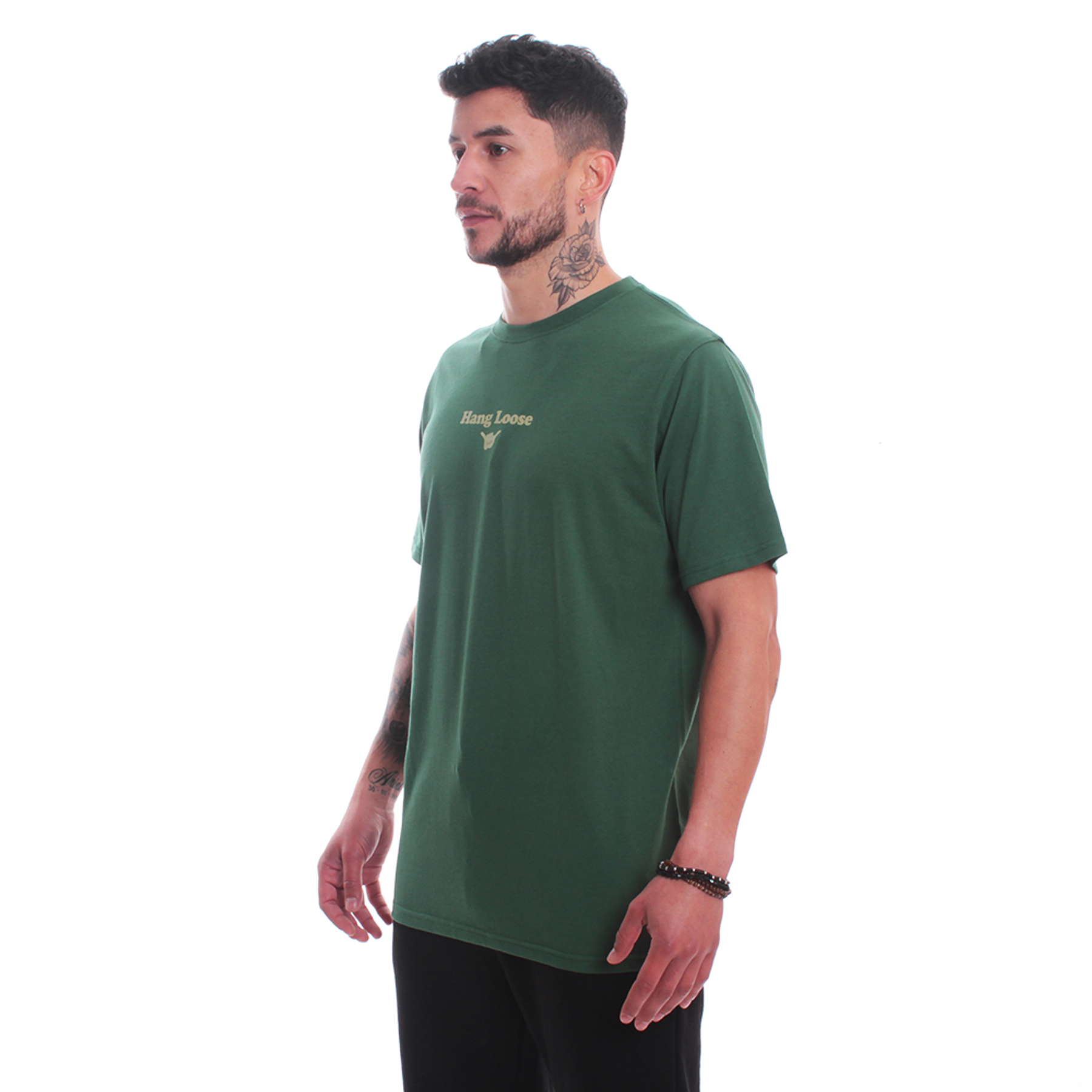 Polera De Manga Corta Para Hombre Hang Loose Bs Verde RR