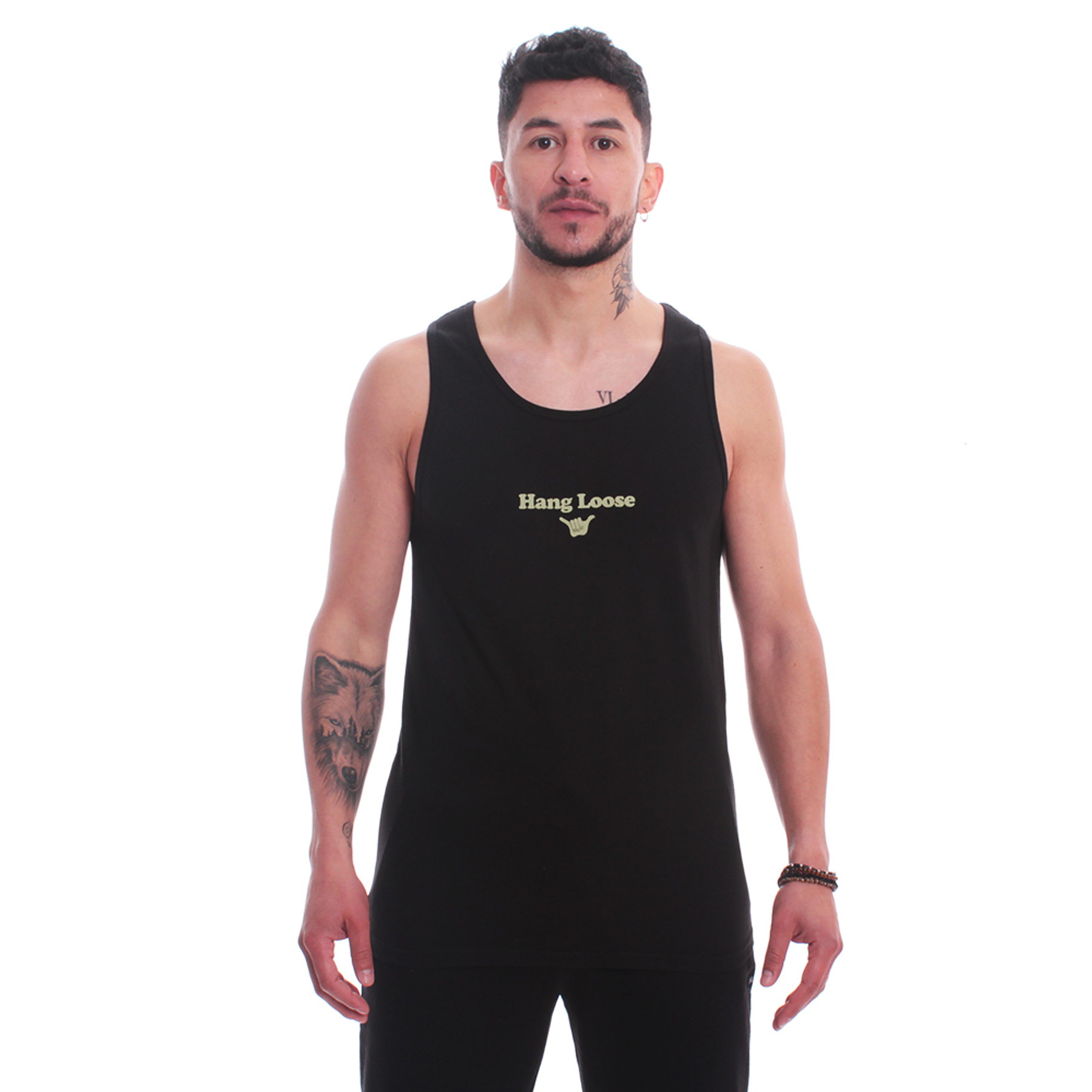 Polera Sin Manga Tank Top Para Hombre Hang Loose Bs Negra RR