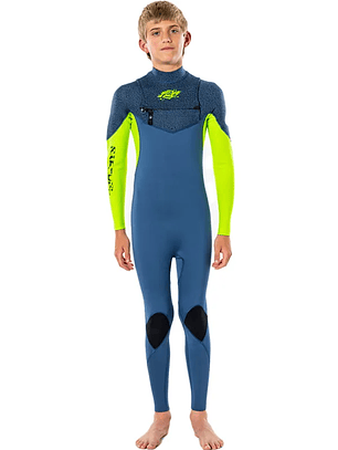 Traje de surf Rip Curl Dawn Patrol Performance Junior 4/3 mm Chestzipper (Azul) 20/24