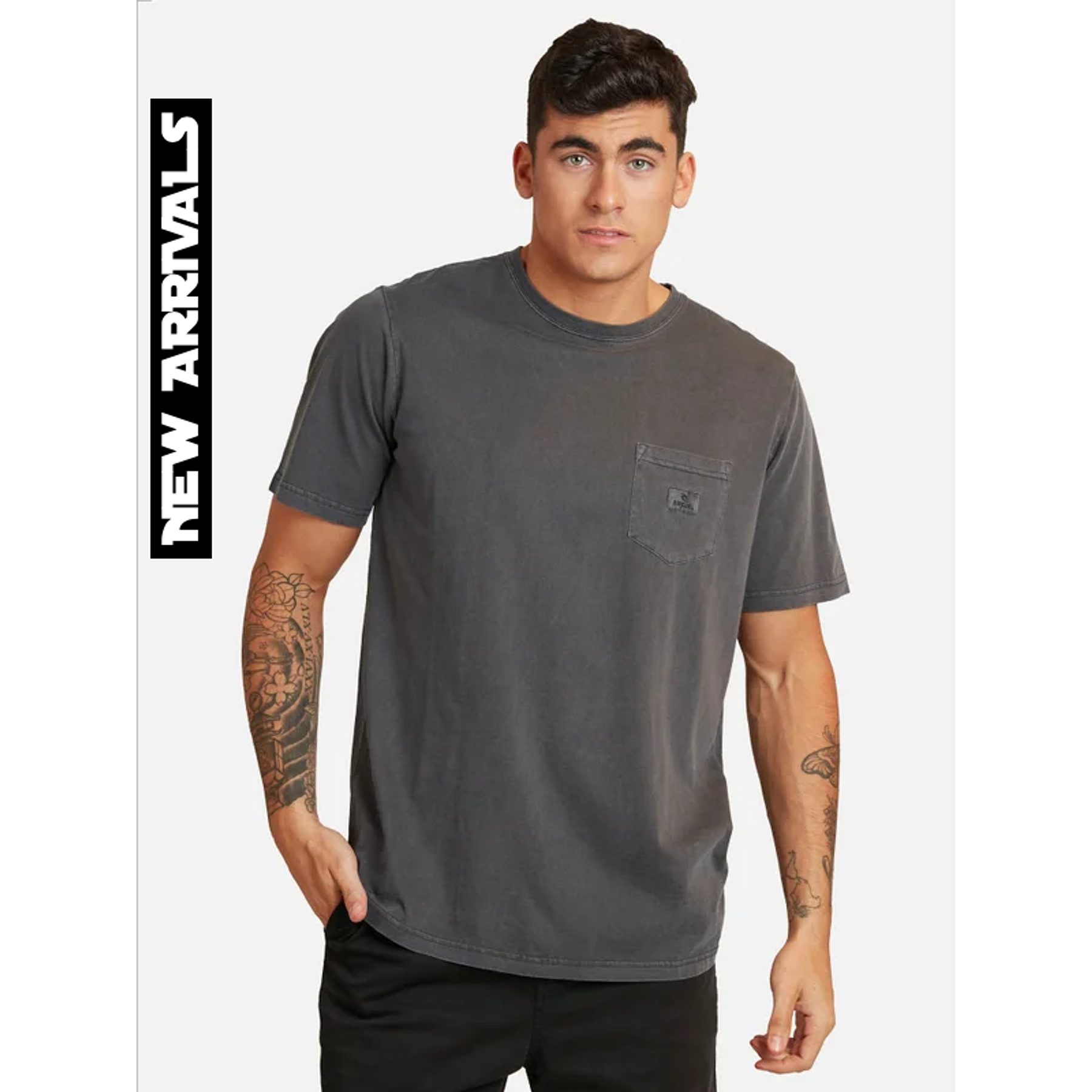 Polera M/C RIP CURL PLAIN POCKET DGRAY