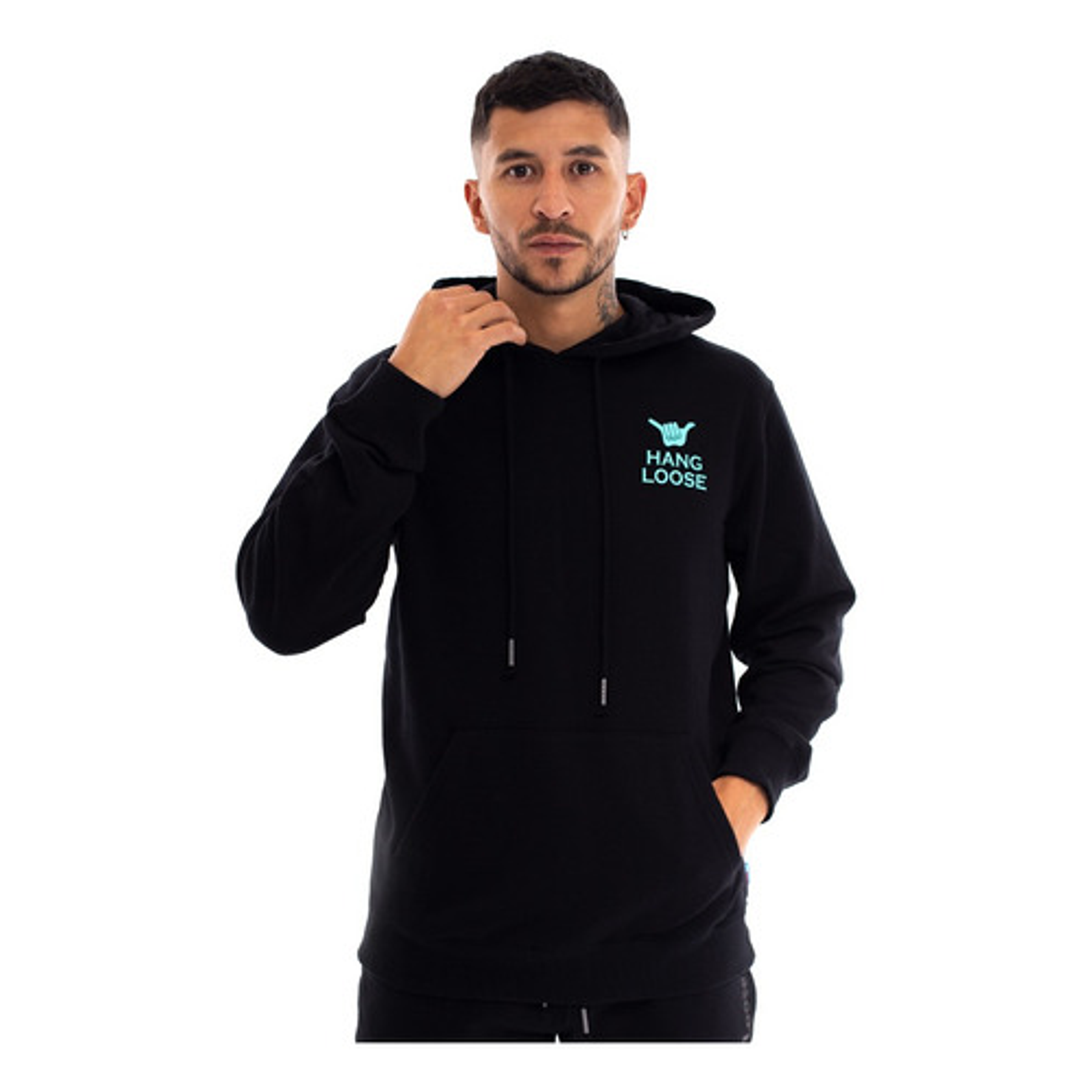 Polerón Canguro Hombre Hang Loose Hoodie Sirena Negro