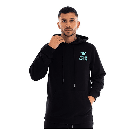 Polerón Canguro Hombre Hang Loose Hoodie Sirena Negro