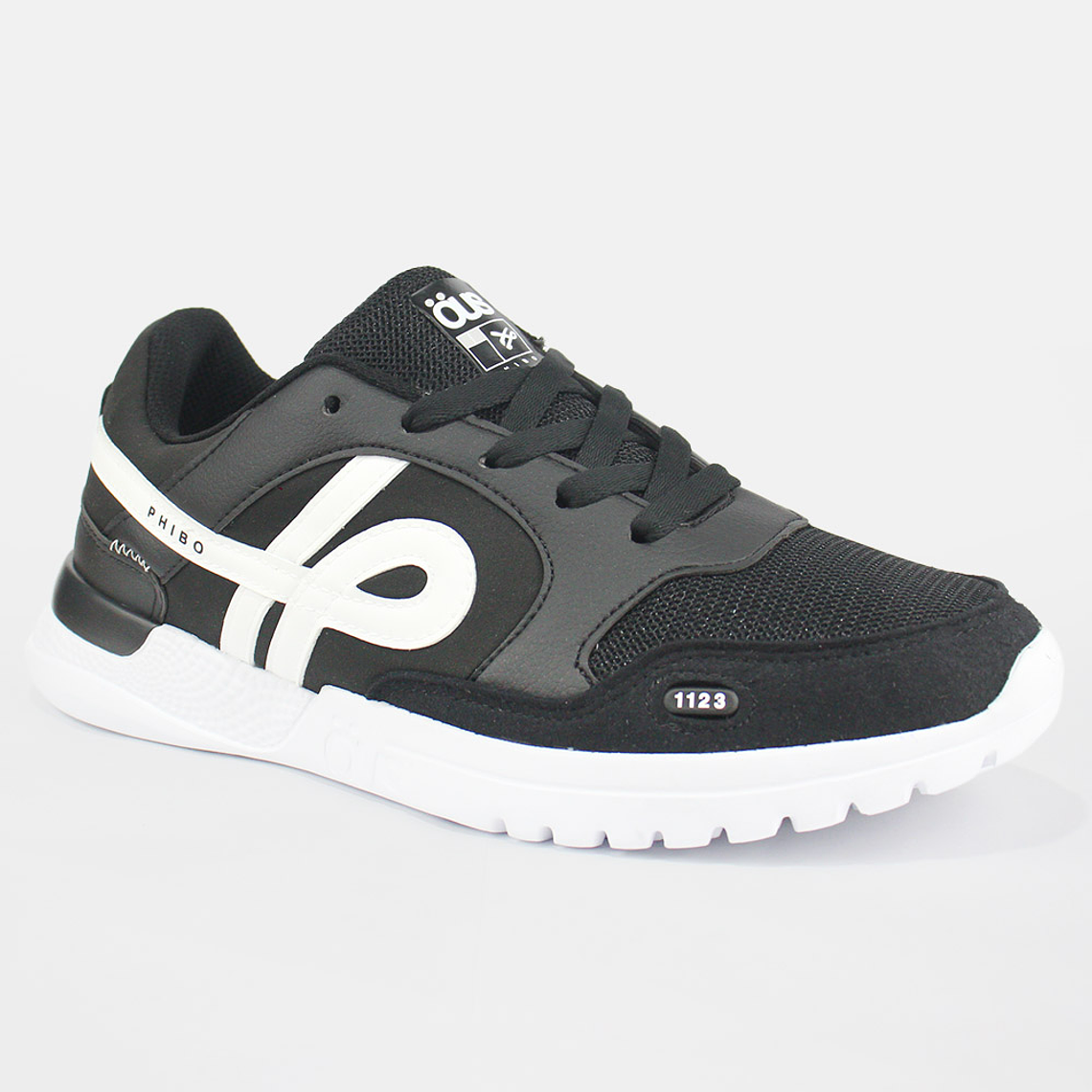 Zapatillas Hombre Ous Phibo 1123 Pb Refletivo Negro Blanco 3