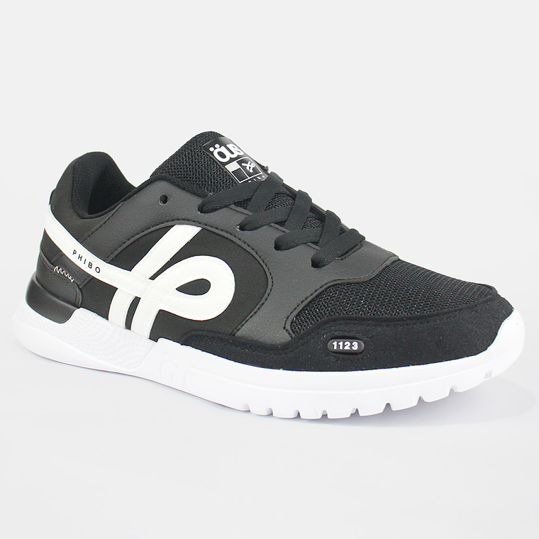 Zapatillas Hombre Ous Phibo 1123 Pb Refletivo Negro Blanco 3