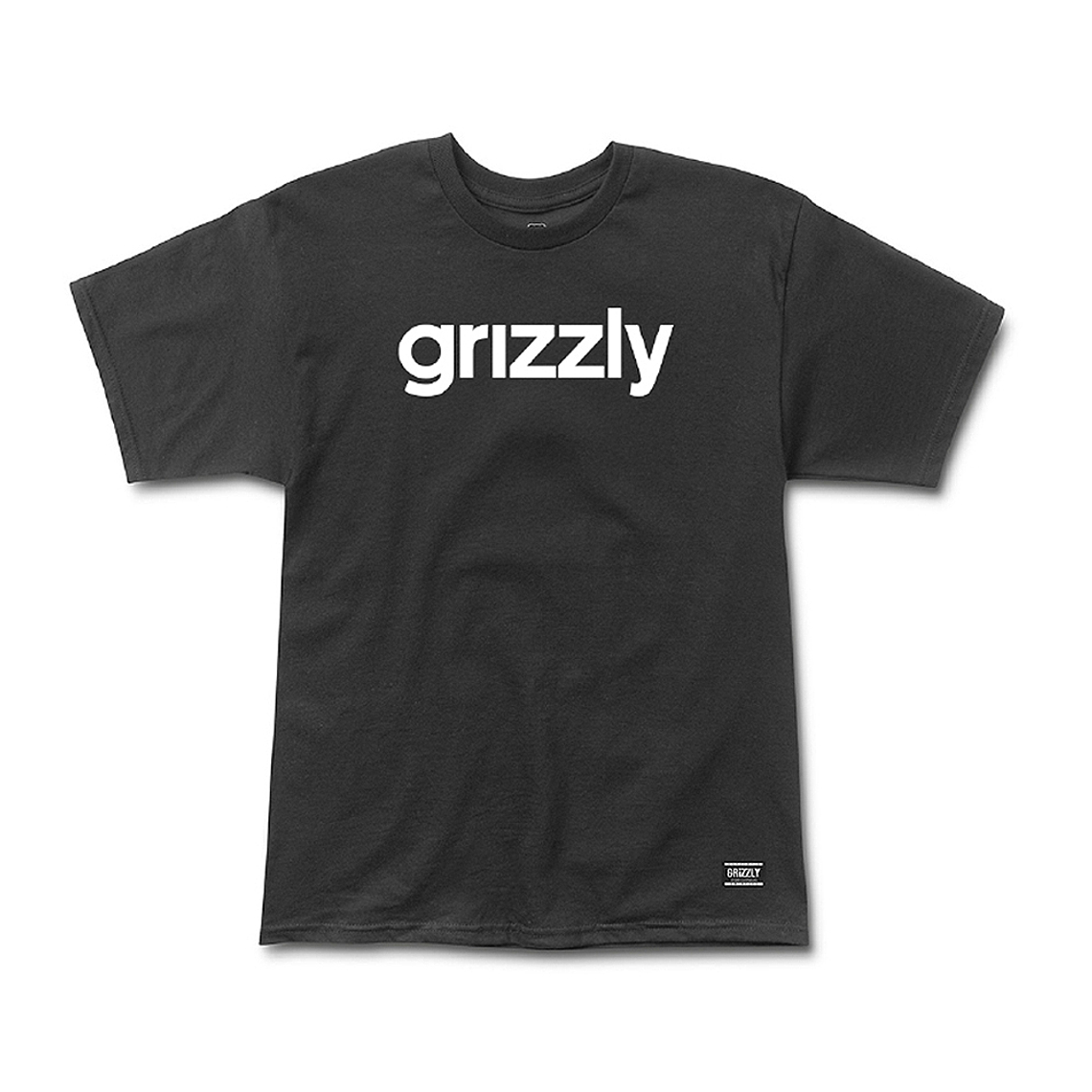 Polera Hombre Grizzly Griptape Lowercase Fadeaway Negro Letras Blancas 1