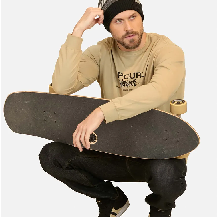 Polera Ml Wavx Café Hombre Rip Curl 3