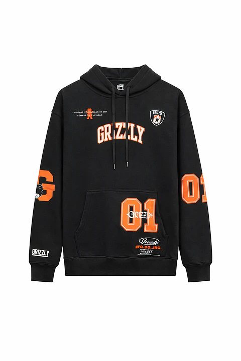 Polerón Grizzly Griptape - Team 01 Varcity (Black/Orange)