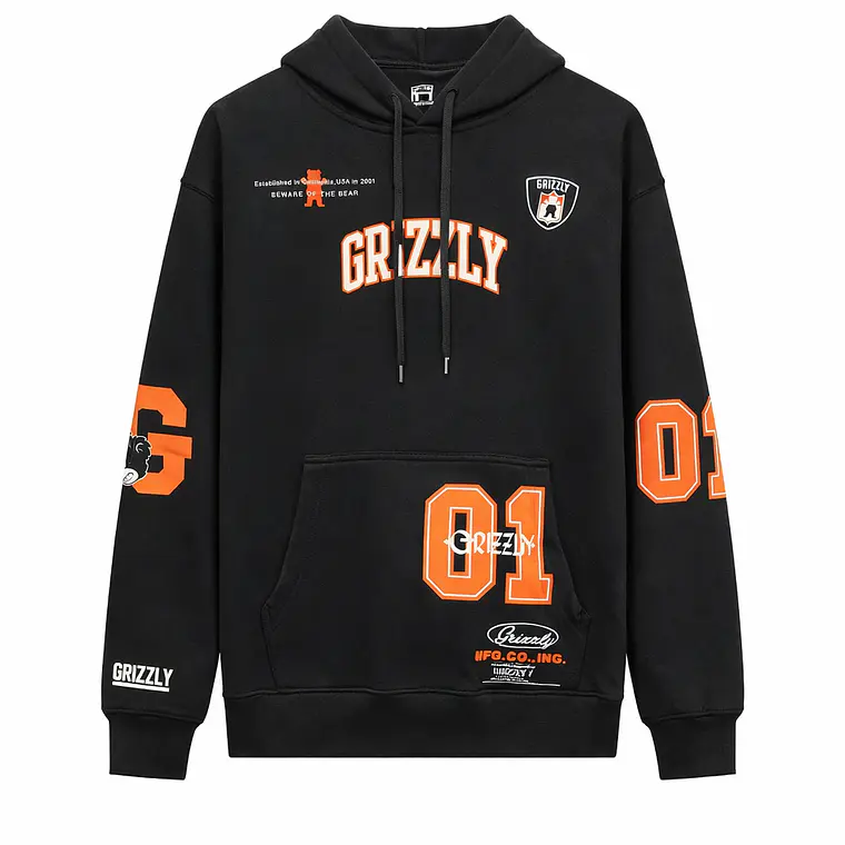 Polerón Grizzly Griptape - Team 01 Varcity (Black/Orange) 1