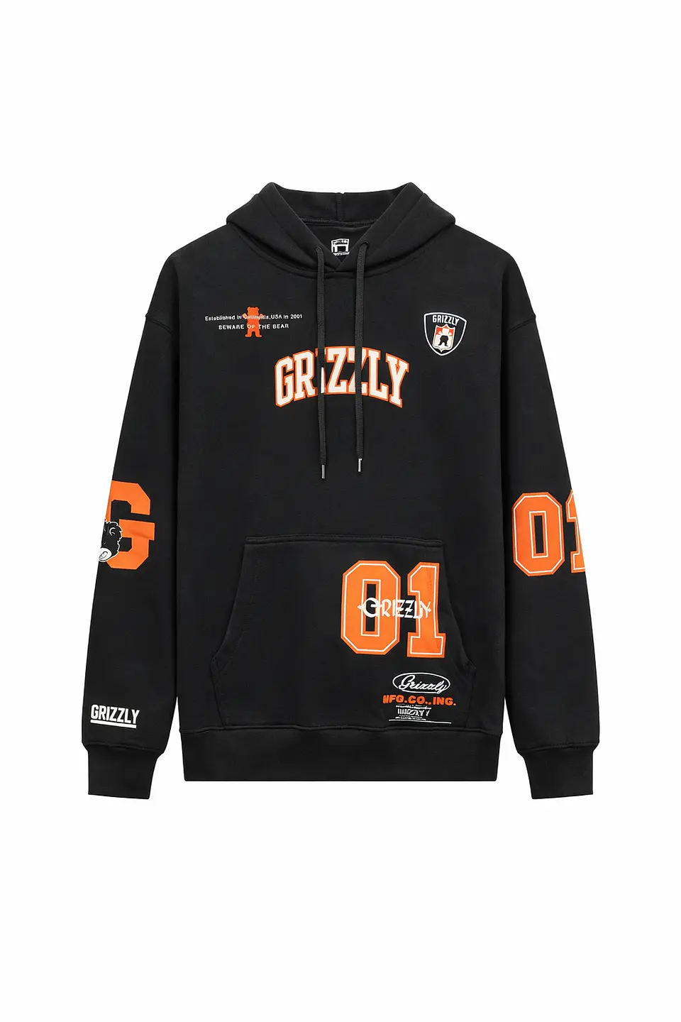 Polerón Grizzly Griptape - Team 01 Varcity (Black/Orange) 1