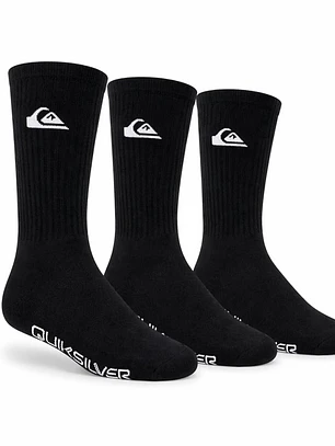 Tripack Calceta Crew Quiksilver Negro