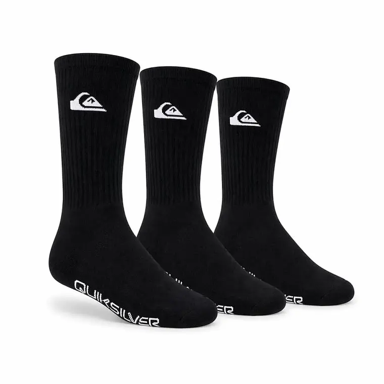 Tripack Calceta Crew Quiksilver Negro 1