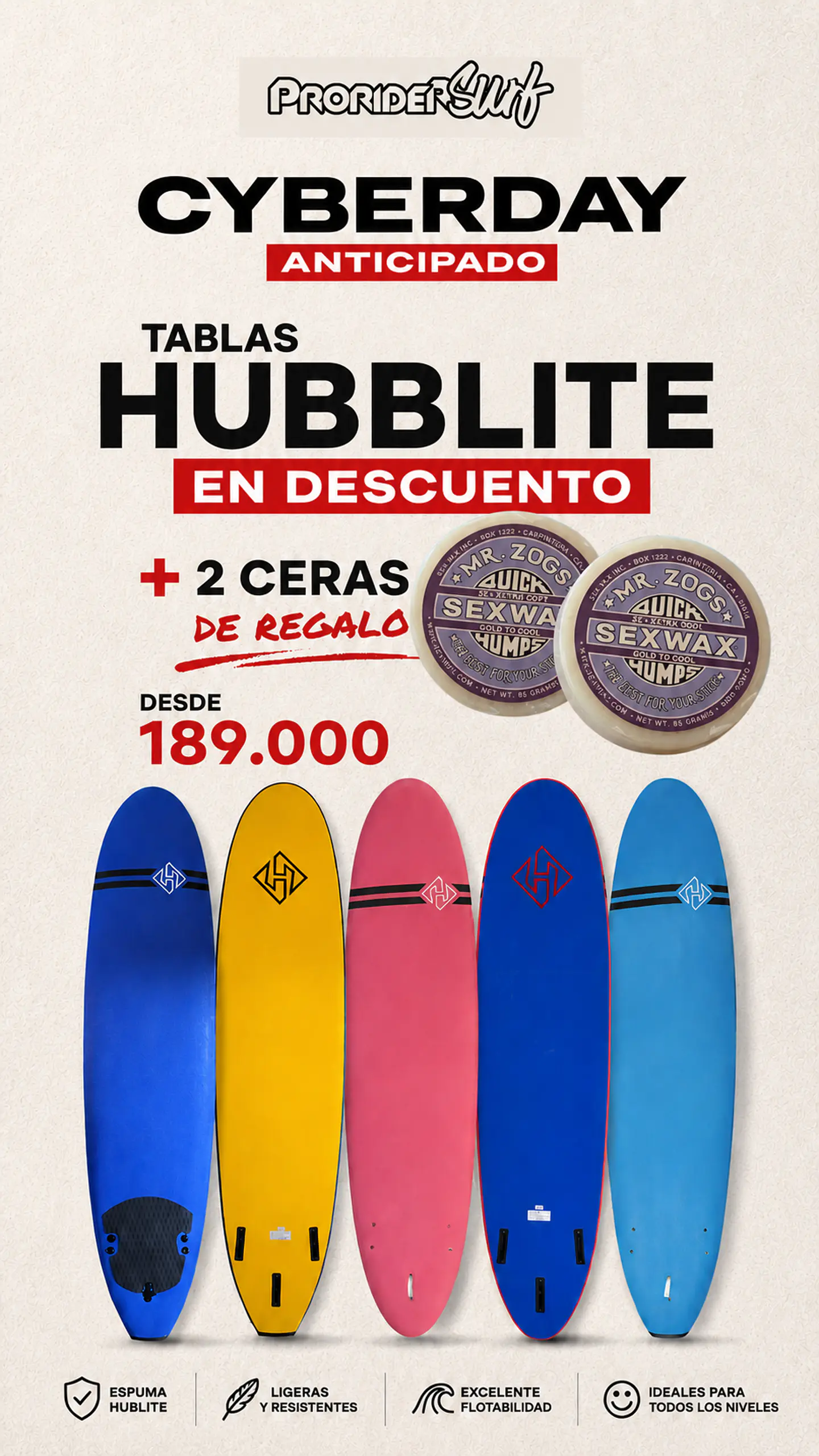 Tabla de surf SoftBoard HUBB + 2 CERAS DE REGALO  1