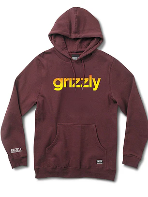 Poleron Hoodie Hombre Grizzly Griptape Lowercase Fadeaway Burdeo