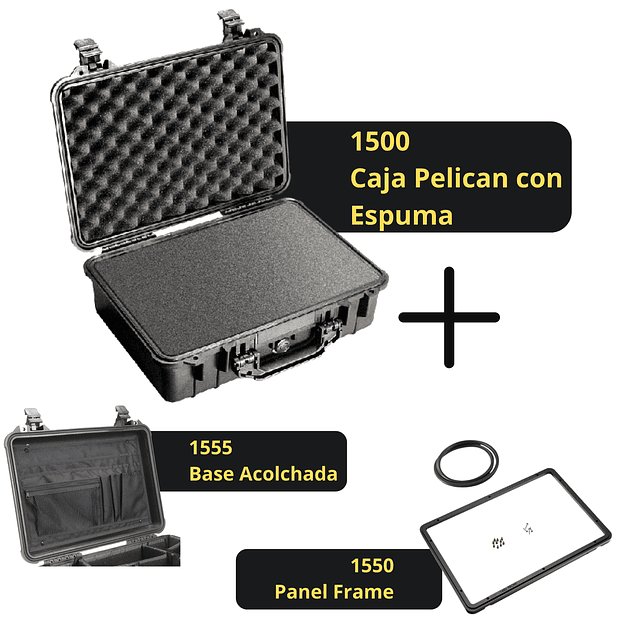 Combo Caja Pelican 1500 + Ordenador Tapa + Panel Frame