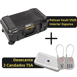 Combo Caja Pelican Vault V525 + Desecante + 2 Candados TSA