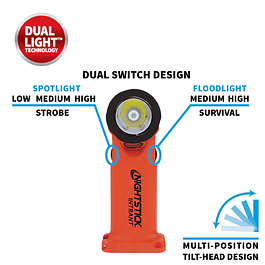 XPR-5566GX Nightstick Linterna Roja Mano 90º Intrínsecamente segura Dual Light 3 x AA (incluidas)